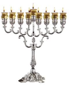 Traditional Oil Menorah Silverplated 13' H