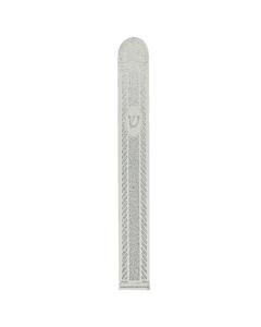 Glass Mezuzah with Silicon Seal 15cm - Crown Motif in Silver