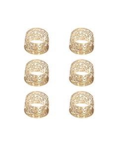 Emanuel Lace Napkin Rings, Set of 6 -  Pomegranate - Gold