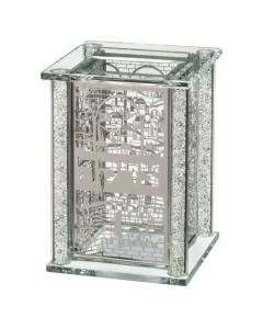 Elegant Crystal Tzedakah Box With Metal Plates