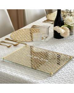 Glass and Mirror Laser Cut Challah Board - Gold