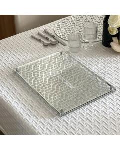 Glass and Mirror Laser Cut Challah Board - Silver