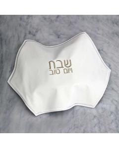 Marbleized White/Gold Leather Hexagon Challah Cover