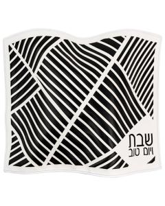 PU Leather Challah Cover - Double Laser Cut - Black & White