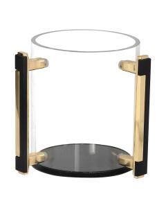Lucite Clear Wash Cup with Black & Gold Designed Handles