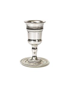Silver Plated Kiddush Cup With Stem Beaded Design 6"