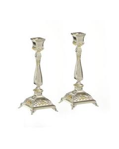 Silver Plated Silver and Gold 7" Candlestick Set