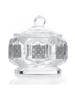 Crystal Charoset / Salt Water Dish Octagon Shape Silver Cubes