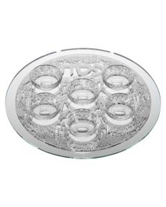 Mirror And Glass Seder Plate With Silver Jerusalem Plate