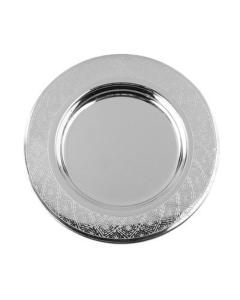 925 Silver Coated Kiddush Tray - Diamond Design