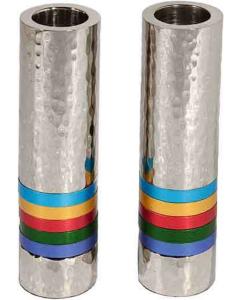 Emanuel Cylinder Shaped Hammered Candlesticks - Multicolor