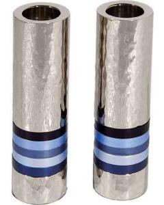 Emanuel Cylinder Shaped Hammered Candlesticks - Blues