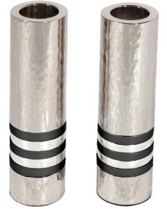 Emanuel Cylinder Shaped Hammered Candlesticks - Black
