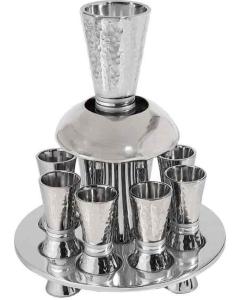 Nickel Hammered Kiddush Fountain Cone Shape - Silver Rings
