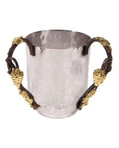 Hammered Washing Cup with Grape Branches