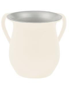 Textured Steel Washing Cup - White - Yair Emanuel Collection