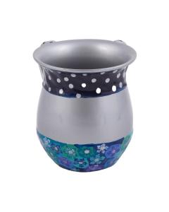 Metal Wash Cup w/ Painted Fimo-- Blue - Yair Emanuel Collection