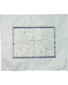 Embroidered Challa Cover - Pomegranates White on White - Yair Emanuel Collections