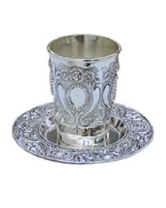Nickle Plated Kiddush Cup w/ Tray