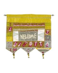Wall Hanging - Welcome Flowers English Gold