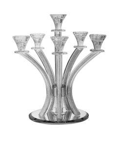 6 Branch Crystal Candelabra with Crushed Stones