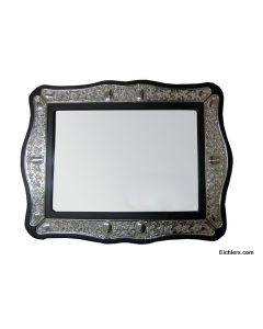 Wood & Silver Plate Mirror Tray
