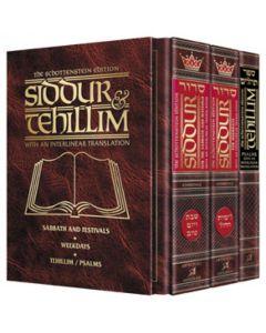 Siddur and Tehillim with an Interlinear Translation - 3 Volume Slipcased Set Pocket Size - Sefard - Edition