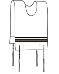Size 6 (16'') Tzitzis Chabad - Wool - Black Stripe