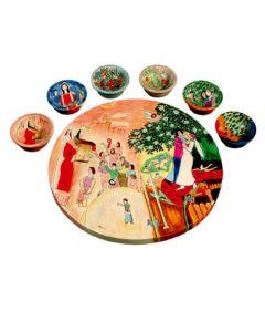 Seder Plate and Six Small Bowls - Figures