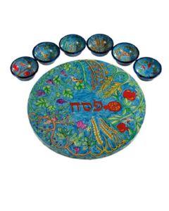 Seder Plate and Six Small Bowls - The Seven Species