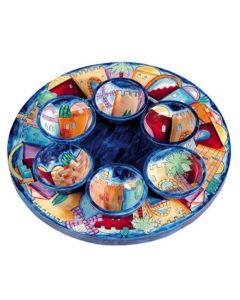 Seder Plate and Six Small Bowls - Jerusalem