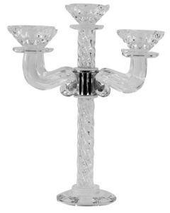 Crystal Candelabra 5 With Light Silver Stones 11"H