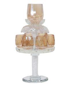 Crystal Fountain 6 Gold Cups 9"H - Clear Filling
