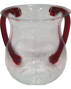 Clear Acrylic washing Cup - With Red Handles