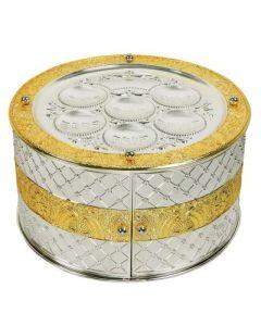 3 Tier Silver & Gold Plated Seder Plate Large