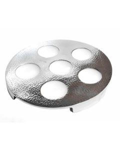 Seder Plate - Silver-White Hammered Design - Stainless Steel