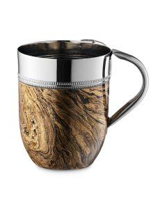 Polished Stainless Steel Wash Cup with Gold Abstract Design