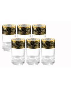 Set Of 6 Black And Gold Glasses