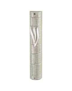 Silver-Toned Metal Mezuzah with Rubber Cork