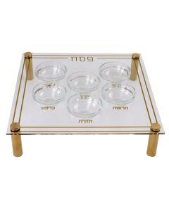 Square Modern Acrylic Seder Plate with Legs