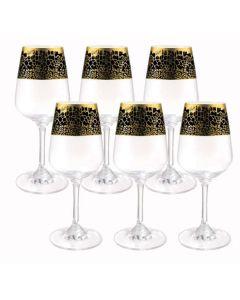 Set Of 6 Black And Gold Goblets