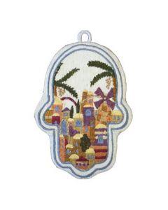Small Embroidered Hamsa - Jerusalem