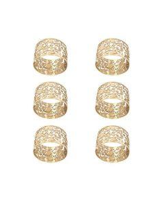 Emanuel Lace Napkin Rings, Set of 6 -  Pomegranate - Gold