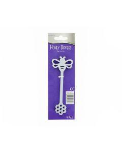 Lucite Honey Dippers - 4 Pack (Silver)