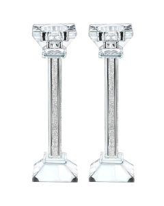 Crystal Candlesticks with Crushed Clear Gemstones