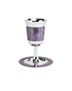 Enamel Kiddush Cup with Saucer