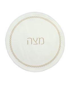 Braided Design Embroidered Matzah Cover - Gold