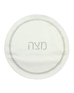 Braided Design Embroidered Matzah Cover - Silver