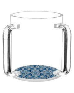 Lucite Wash Cup with Blue Designed Painted Base