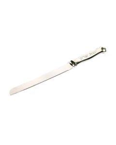 Nickel Plated Challah Knife with Shabbos Kodesh Design